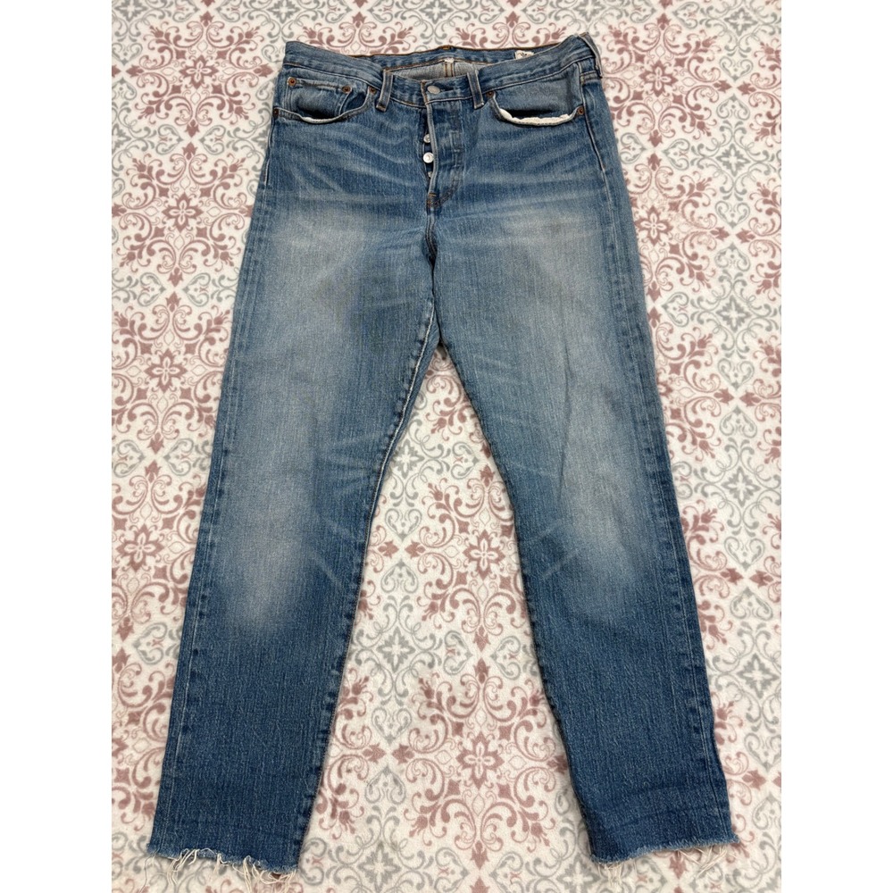 Levis 501 White Oak Cone Denim Jeans Blue Button Fly Raw Hem Mens 31 x 28